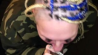 Blowjob for tied up bbc
