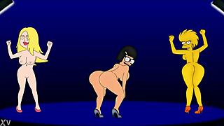 Cartoon characters dancing together