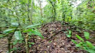 Thai Girl Walks In Forest Nature
