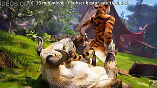 Minotaur Romantic Fucks Tigress Furry In Meadow