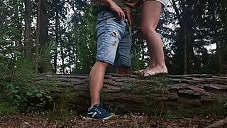 Babe fucks in forest with boss