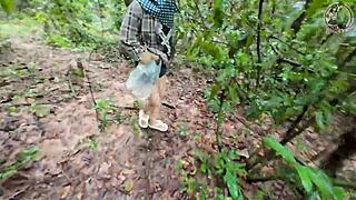 Thai Girl Walks In Forest Nature
