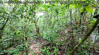 Thai Girl Walks In Forest Nature