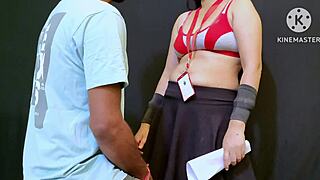 Receptionist Enters During Masturbation For Hot Sex
