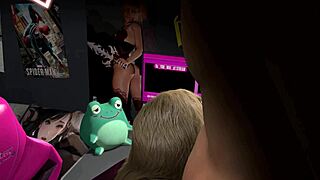Fucking a blonde girl on a gaming chair