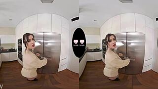 tattooed milf with huge boobs rides cock in pov vr