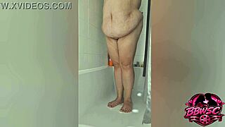 Bbw wife shows off body in shower