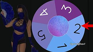 Sexy kitana cosplay latina reaches intense orgasm
