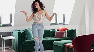Petite Asian Teen Model Shows Curly Hair In Softcore Solo