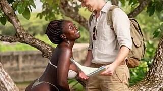 young ebony student with big ass fucks british tourist in doggy