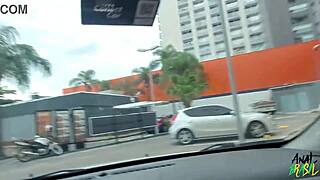 Brazilian beauty enjoys first time outdoor fun