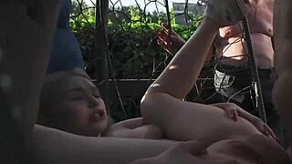 Voyeur watches busty wife in public