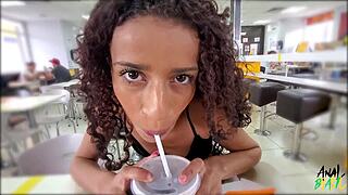 Brazilian beauty enjoys first time outdoor fun