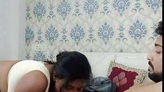 Indian couple shares quiet hotel room moment together