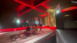 Latina in lingerie shares hotel bed encounter