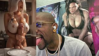 Big breast transgender jessie gets facial from thick dick