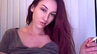Long hair big tits milf artemisia love smoking and playing with her tits