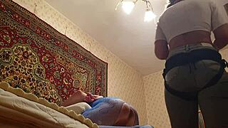 Masked woman gives sensual prostate massage