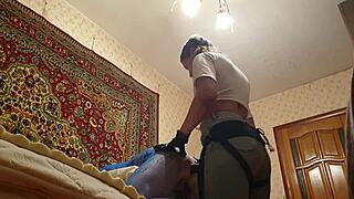 Masked woman gives sensual prostate massage