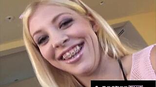 Blonde leah luv worships then rides big dick