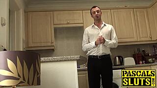 Adorable chick spanks herself while a dom bangs her hard
