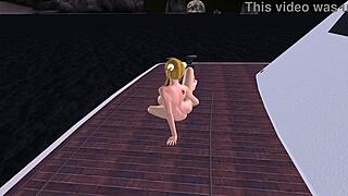 1 an animated 3d porn video of a beautiful blonde girl pressing her boobs and fingering her ass and pussy