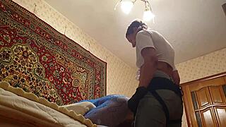 Masked woman gives sensual prostate massage