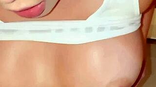 Wife made cuckold guide bare cock into pussy then suck cum