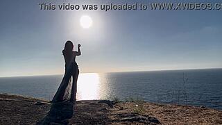 artemisia love shows big boobs outdoors