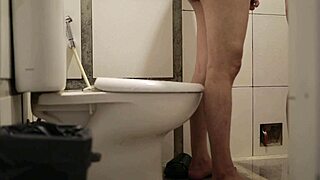 Having fun with him in the toilet