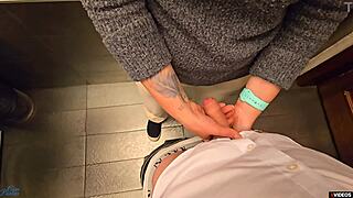 stranger cum in my panties in restaurant toilet