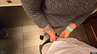 stranger cum in my panties in restaurant toilet