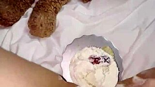 Kinky Virgin Masturbates With Creamy Cake Instead Of College