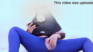 Indonesian Hijab Girl Fingers Hairy Pussy With Cucumber