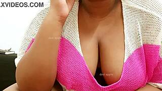 Sexy girl with big tits flaunts her boobs and cleavage