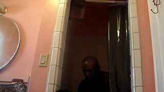 shower sex with bbw and monster cock, oh wow, is that big black cock pounding her pussy hard?!