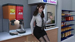 Banho Quente Após Gozo Bagunçado nas Tetões Grandes. Cena de Jogo Anime Desenrola.