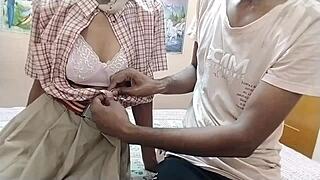 Desi indian schoolgirl's tight pussy pounded rough in quickie