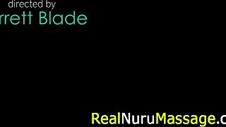 Belle masseuse offre massage Nuru intense avec branlette de grosse bite en HD. Sperme coule en action hardcore.